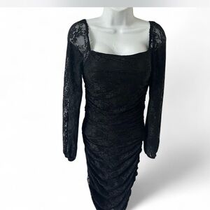 Express Black Long Sleeve Lace Dress